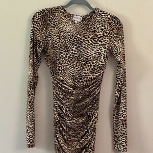 NWT SNDYS Leopard Print Long Sleeve Body Con Dress sz SMALL